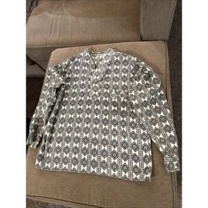 Vtg Marlowe Med Pajama PJ Top Men White Blue Gold Soft